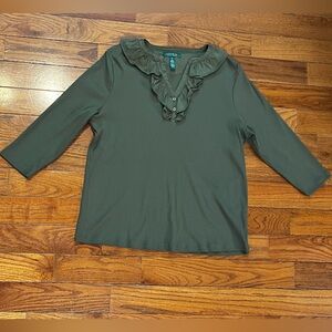 Lauren Ralph Lauren Green Ruffle Blouse